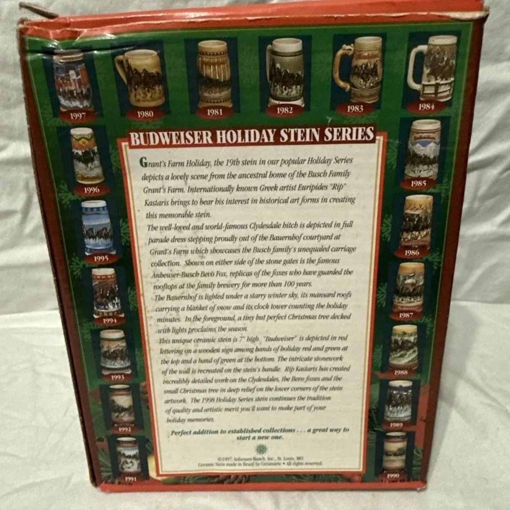 Vtg 96; 98; 04 Budweiser Holiday Stein Collection Christmas Same Day Shipping US